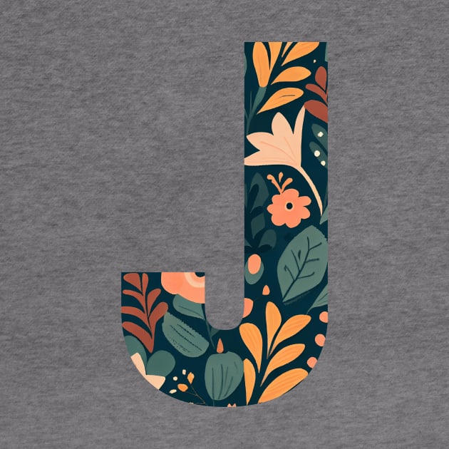 Whimsical Floral Letter J by BotanicalWoe